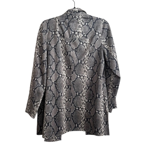 Premise Faux Leather Snakeskin Print Waterfall Open Front Cardigan Sweater Large - Picture 7 of 8